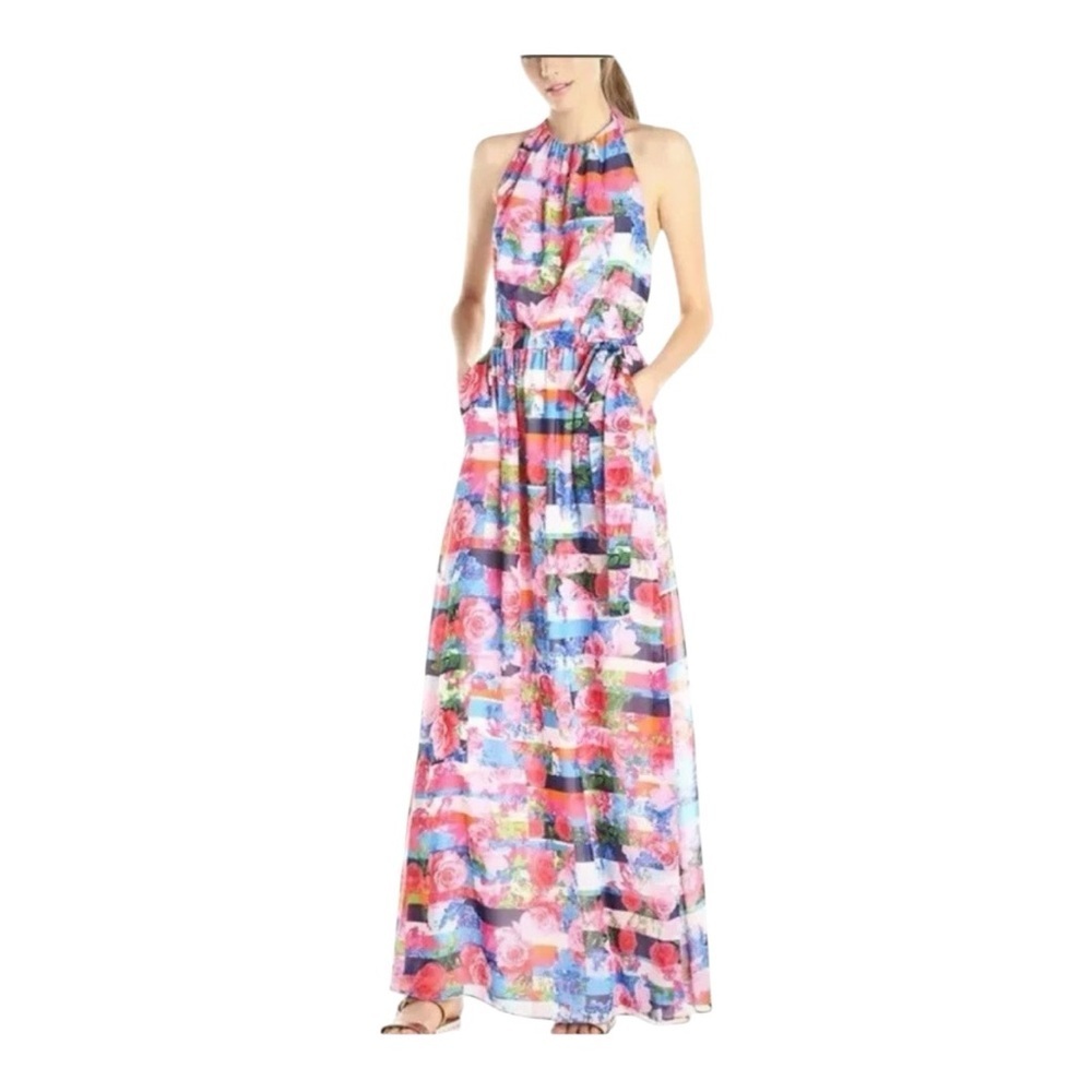 Jessica Simpson Women’ Halter Floral Maxi Dress Size 6 - Picture 3 of 9